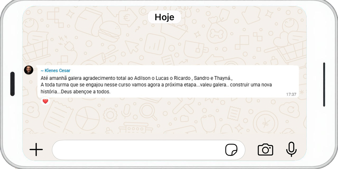 Print de conversa real de um aluno com a Stech