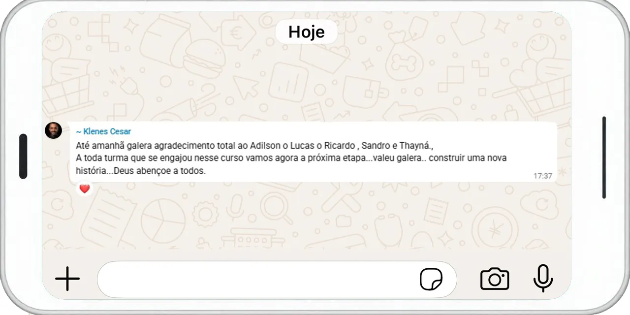 Print de conversa real de um aluno com a Stech