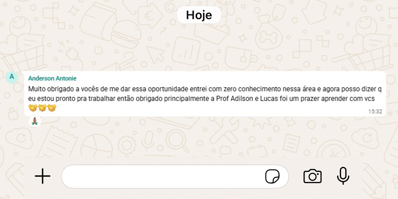 Print de conversa real de uma aluna com a Stech