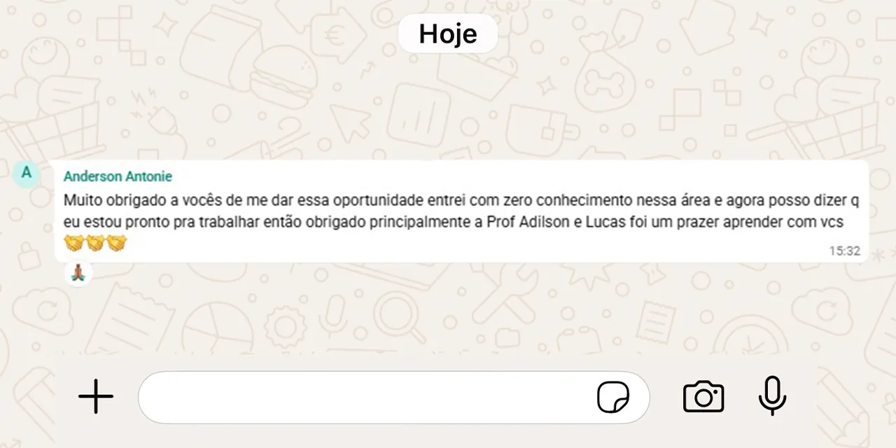 Print de conversa real de uma aluna com a Stech